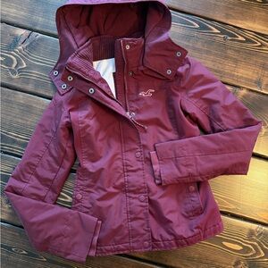 Hollister Maroon Hooded All-Weather Coat